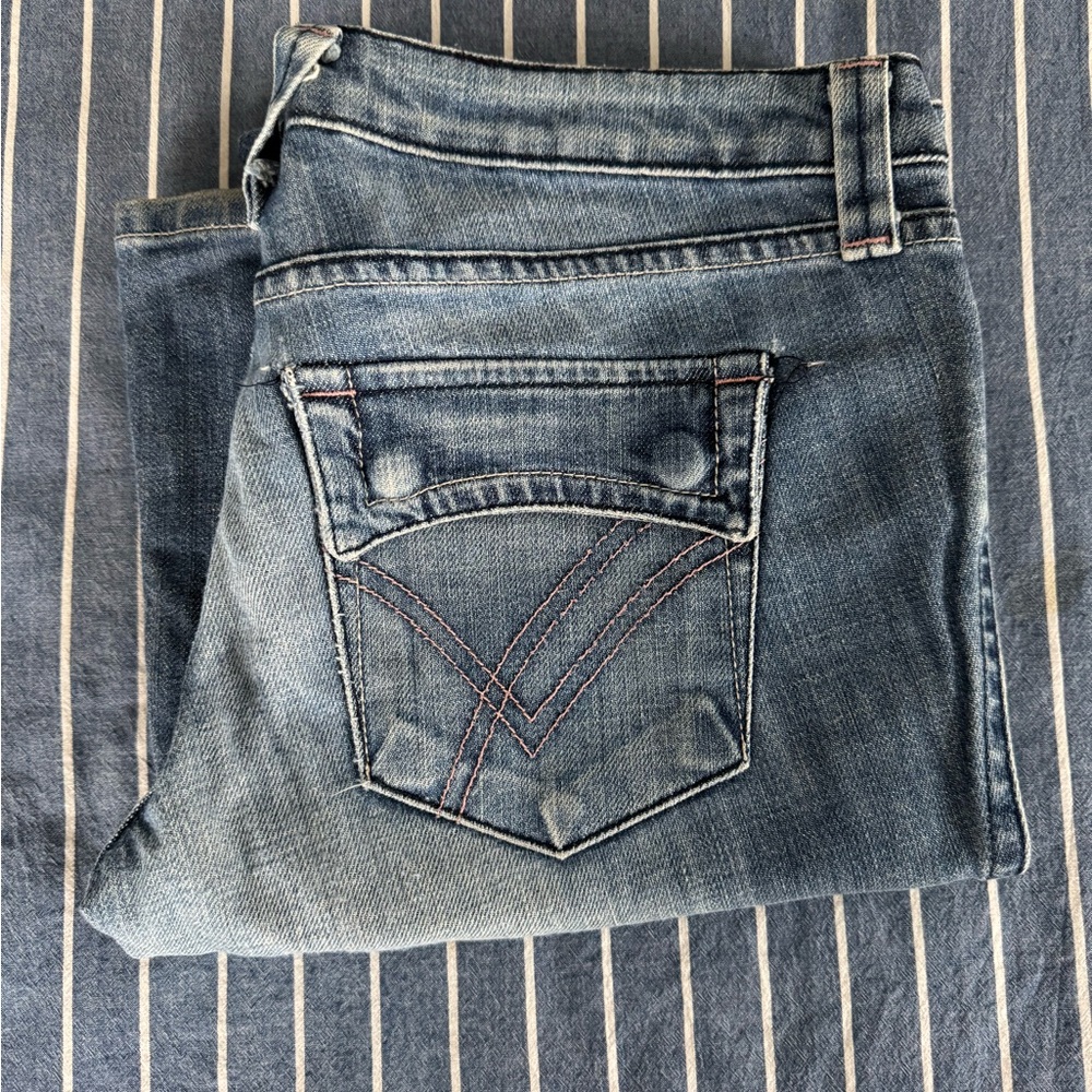 Vintage William Rast Low Rise pink stitched pocket flares size 28